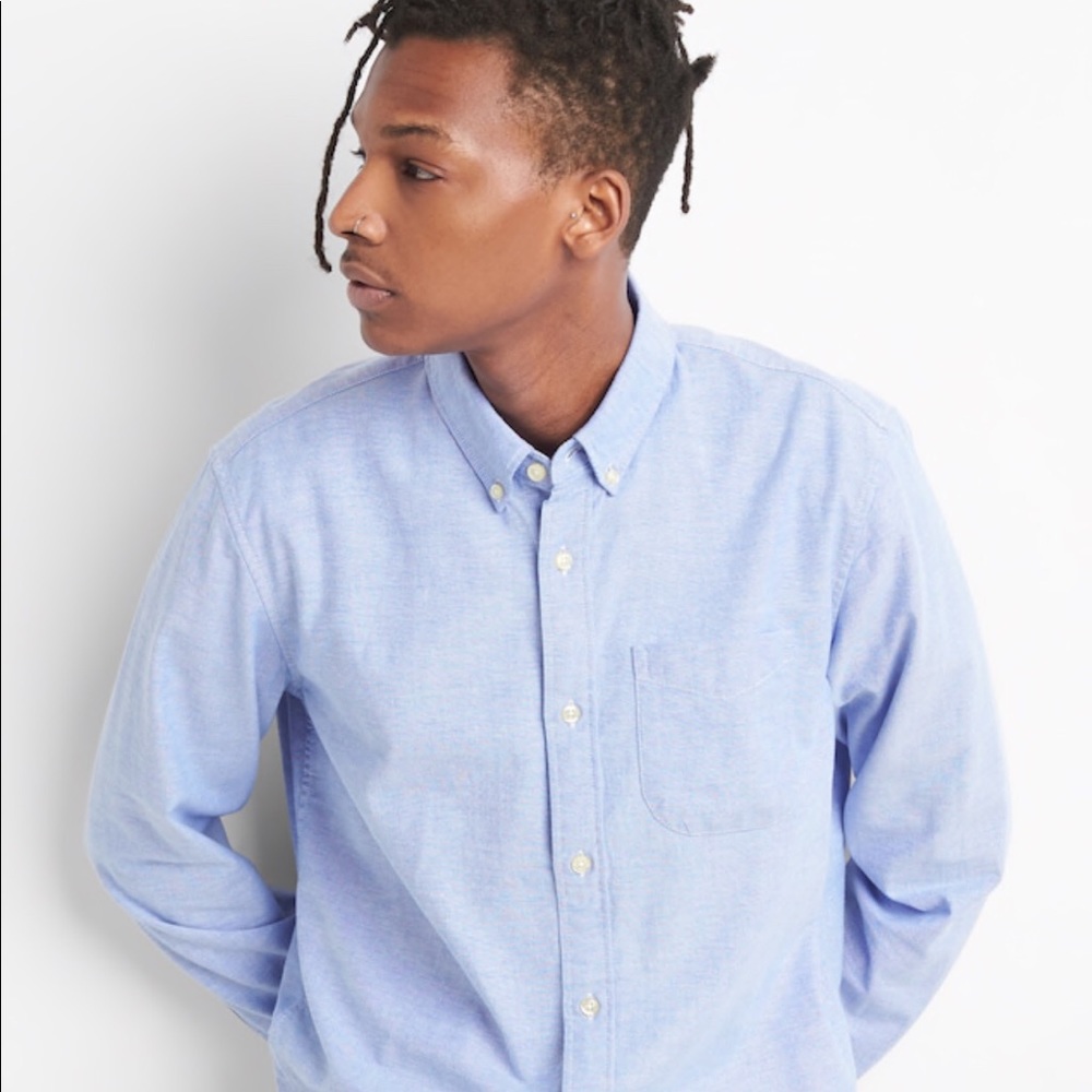 Blue Oxford Long Sleeve Button Down Shirt